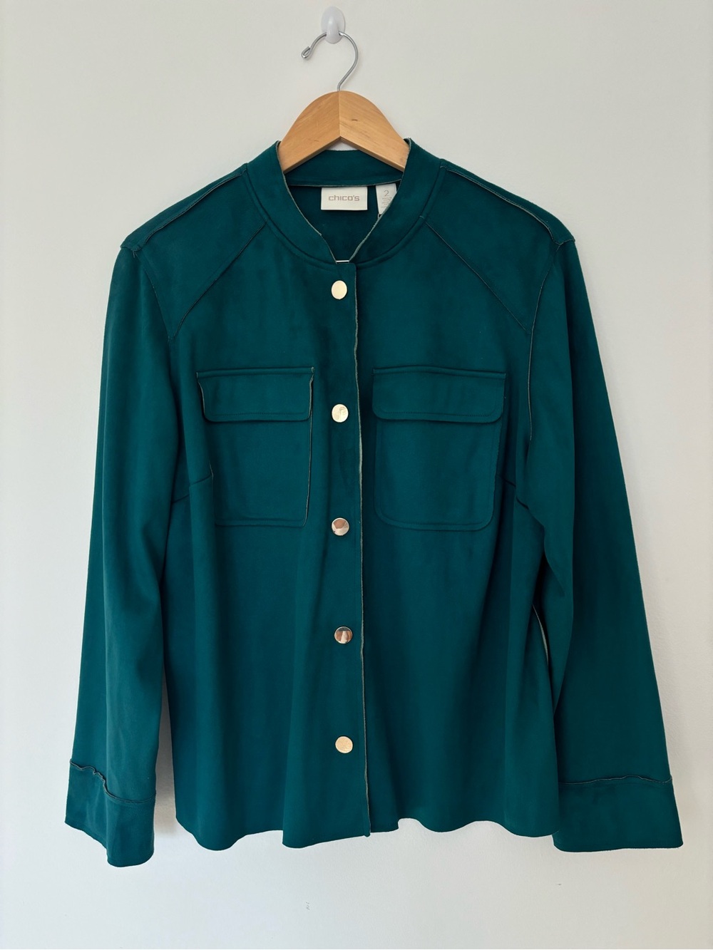 Chico's Teal Utility Button-Front Jacket
